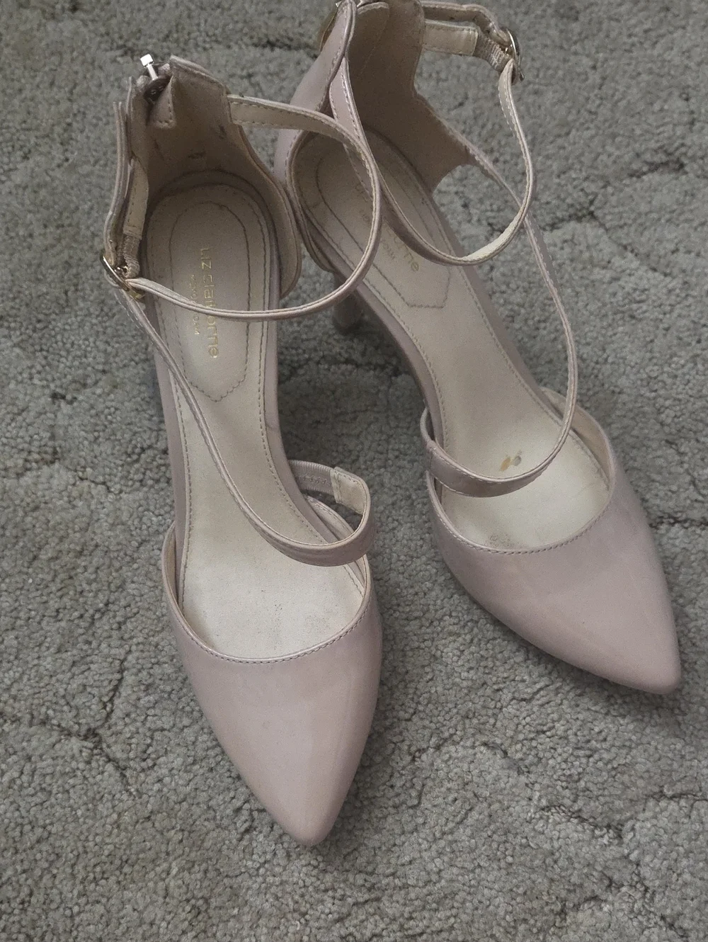Liz Claiborne Nude Blush Pointed Toe Ankle-Strap Heels